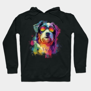 Colourful Cool Golden Doodle Dog with Sunglasses Hoodie